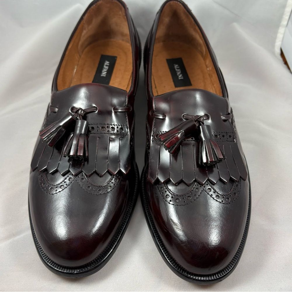 ALFANI Burgundy Leather Tassel Loafers Men’s Size 10M